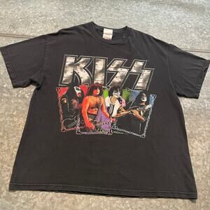 Vintage KISS World Domination 2003 Tour Shirt Mens XL Band Tee Y2K Rock Concert